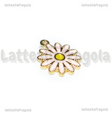 Ciondolo Fiore in Acciaio Inox Dorato smaltato Rosa 18x15.5mm