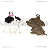 Ciondolo Cane Shih Tzu in metallo argentato smaltato 27x20mm