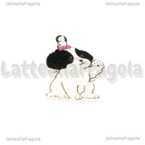 Ciondolo Cane Shih Tzu in metallo argentato smaltato 27x20mm