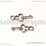 5 Charm Chiavetta in metallo argento antico 16mm