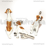 Ciondolo Cane Jack Russel 3D in metallo argentato smaltato 39x28mm