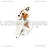 Ciondolo Cane Jack Russel 3D in metallo argentato smaltato 39x28mm