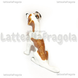 Ciondolo Cane Jack Russel 3D in metallo argentato smaltato 39x28mm