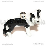 Ciondolo Cane Border Collie 3D in metallo argentato smaltato 32x26mm