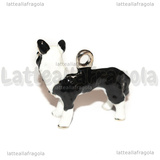 Ciondolo Cane Border Collie 3D in metallo argentato smaltato 32x26mm