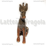 Ciondolo Dobermann 3D in metallo argentato smaltato 35x26mm