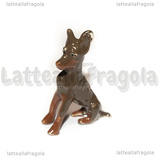 Ciondolo Dobermann 3D in metallo argentato smaltato 35x26mm