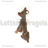 Ciondolo Dobermann 3D in metallo argentato smaltato 35x26mm