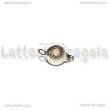 Chiusura Sfera Tonda Puntinata in metallo argentato 15x8mm
