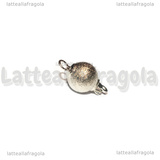 Chiusura Sfera Tonda Puntinata in metallo argentato 15x8mm