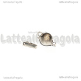 Chiusura Sfera Tonda Puntinata in metallo argentato 15x8mm