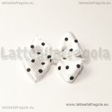 Fiocco Doppio bianco a pois neri in poliestere 24x18mm