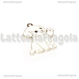 Ciondolo Cane in metallo argentato smaltato bianco 27x22mm
