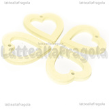 3 Ciondoli Cuore in legno color vaniglia 25x22mm