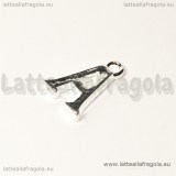 Ciondolo lettera A in metallo Silver plated 15x11mm