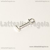 Ciondolo lettera I in metallo Silver plated 15x5mm