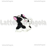 Ciondolo Cane Border Collie in metallo argentato smaltato 27x20mm