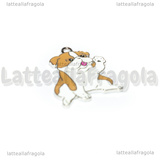 Ciondolo Cane Bulldog in metallo argentato smaltato 25x21mm
