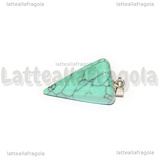 Pendolino in Howlite Azzurra 24x14mm con portapendente in metallo argentato