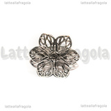 Base Anello Fiore Filigranato in metallo argentato 22mm