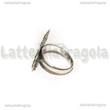 Base Anello Fiore Filigranato in metallo argentato 22mm