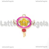 Ciondolo Card Captor Sakura Chiave modello B in metallo dorato smaltato 32x25mm