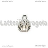 Charm Coccinella double-face in metallo argento antico 15x9mm