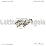 Charm Coccinella double-face in metallo argento antico 15x9mm