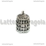 Ciondolo Gabbia 3D in metallo argento antico 26x18mm