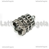 Ciondolo Gabbia 3D in metallo argento antico 26x18mm