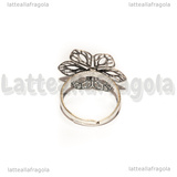 Base Anello Fiore Filigranato in metallo argentato 22mm
