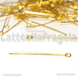 50 Chiodi o Spilli con asola in metallo dorato 35x0.7mm