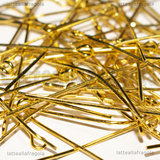50 Chiodi o Spilli con asola in metallo dorato 35x0.7mm