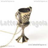 Collana Coppa Tassorosso 55x40mm in metallo color bronzo