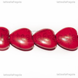 Cuori in Pasta di Turchese Rosso 12x12x5mm filo 39cm