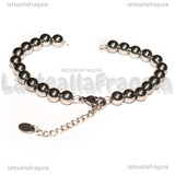 Base Bracciale con Sfere in Acciaio Inox 5x6mm