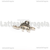 Charm Dinosauro Stegosauro in metallo argento antico 9.5x16x2.5mm