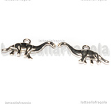 Charm Dinosauro Brontosauro 3D in metallo argentato 13x27x4mm