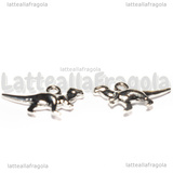 Charm Dinosauro Tirannosauro 3D in metallo argentato 21x11x4mm