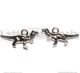 Charm Dinosauro Tirannosauro 3D in metallo argentato 21x11x4mm