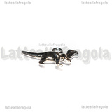 Charm Dinosauro Tirannosauro 3D in metallo argentato 21x11x4mm