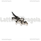 Charm Dinosauro Tirannosauro 3D in metallo argentato 21x11x4mm