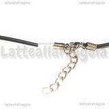 Collana in Caucciù Nero 1.5mm e chiusura in metallo argentato 45cm