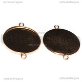 Connettore Tondo in Acciaio Inox Oro Rosa per cammeo 25mm