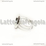 Base anello in rame silver plated con base cammeo 16mm
