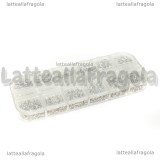 Scatola 1000 anellini apribili in metallo toni argentati misure 4-10mm