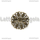 Base anello con piastra filigranata tonda color bronzo 25mm