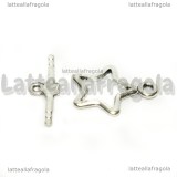 Chiusura composta Stella in metallo argento antico 21x16mm