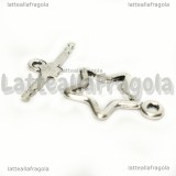 Chiusura composta Stella in metallo argento antico 21x16mm