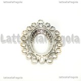 Base Ovale in metallo Argentato per 18x13mm